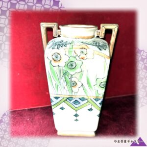【幾何文に咲く野の花】オールドノリタケ 盛上 花文 両耳花瓶 ペア