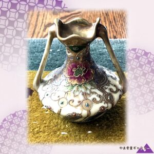 【金の蔓に灯る一輪】オールドノリタケ 金盛 ジュエル装飾 花文 双耳花瓶