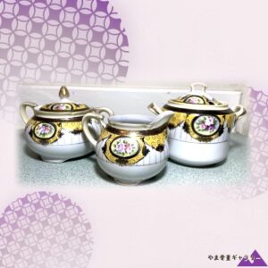 【黄金の帯に薔薇が眠る】オールドノリタケ 金彩 薔薇文 シュガー&クリーマー