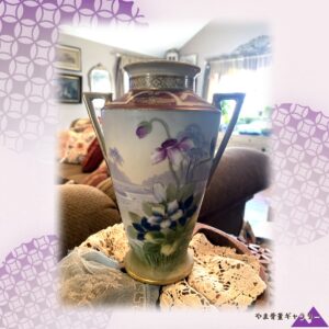 【肩に咲く淡き野ばら】オールドノリタケ 花文 両耳花瓶 金彩 アールヌーボー