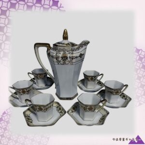 【白磁に咲く金の薔薇】オールドノリタケ 金盛 薔薇文 チョコレットセット 金彩