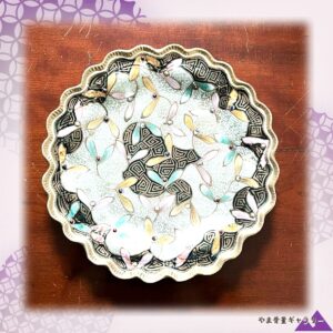 【翠と金が織る幾何の花】オールドノリタケ ジュエル装飾 花文 飾皿 金彩
