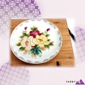 【灯にきらめく花の粒立ち】オールドノリタケ コラレン 花文 飾皿 金彩