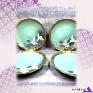 【金葦をわたる白鳥の群れ】オールドノリタケ 盛上 白鳥文 飾皿 ジュエル装飾