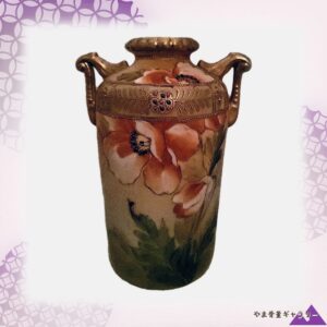 【金帯に芥子の花うつむく】オールドノリタケ 金盛 花文 両耳花瓶