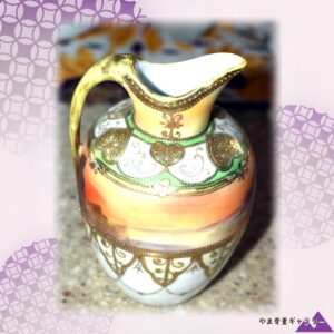 【黄昏の湖をうつす小壷】オールドノリタケ 金盛 風景文 水差 金彩