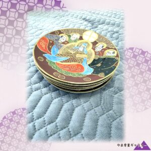 【金にきらめく羅漢の宴】薩摩 金盛 人物文 飾皿 五枚