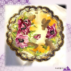 【金地に燃える芥子】オールドノリタケ コバルト金彩 芥子文 飾鉢