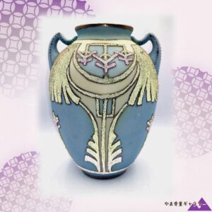【直線に咲く大正の粋】オールドノリタケ コラレン 盛上 両耳 花瓶