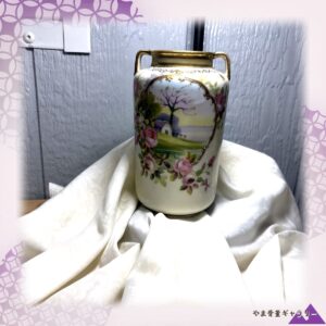 【金縁の窓にひらく田園】オールドノリタケ 金盛 風景文 両耳花瓶
