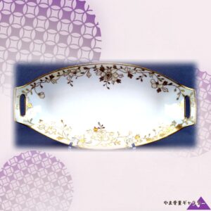 【金彩の唐草が静かに伸びる】オールドノリタケ 金彩 花文 長皿 ビーズ