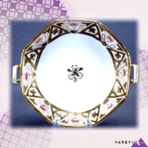 【金の三角に花がのぞく】オールドノリタケ 金彩 花文 両耳飾鉢