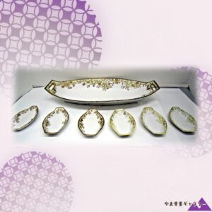 【金の蔦が縁をめぐる】オールドノリタケ 金彩 花文 セロリ皿 塩入れ揃