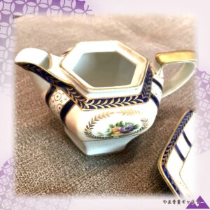 【藍と金で整う午後】オールドノリタケ コバルト金彩 花文 ティーポット