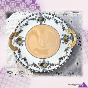 【杏色の灯がともる卓】オールドノリタケ ラスター彩 花籠文 ケーキ皿 セット 金彩