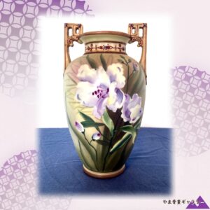 【薄紫の花が静かにほどける】オールドノリタケ ジュエル装飾 花文 両耳花瓶 金彩