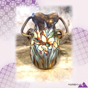 【金地に立つ花の意匠】オールドノリタケ アールヌーボー 花文 花瓶 金彩