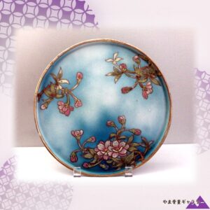 【水色に咲く春の枝】オールドノリタケ コラレン 草花文 ドレッサートレイ 金彩