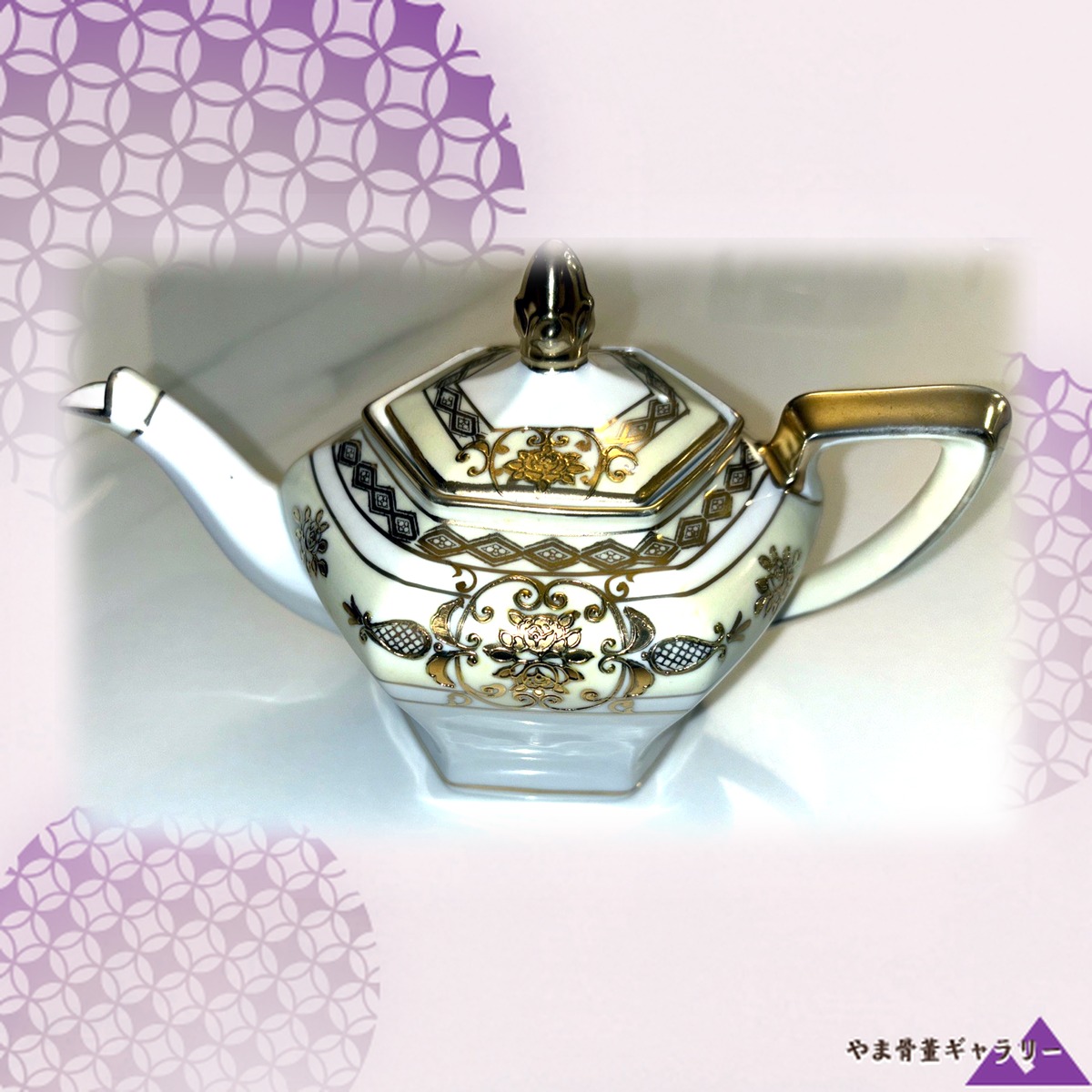 【白磁に咲く金の一輪】オールドノリタケ 金盛 薔薇文 ティーポット
