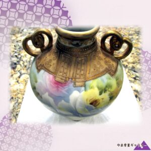 【金盛が灯す薔薇の宴】オールドノリタケ 金盛 薔薇文 両耳花瓶