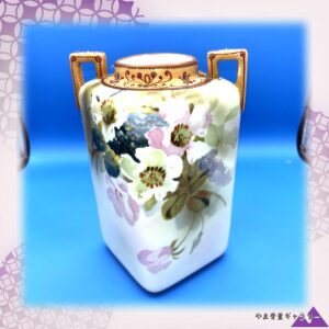 【白磁にほどける野薔薇】オールドノリタケ 薔薇文 両耳花瓶 金彩
