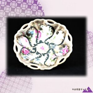 【薔薇と金の透かし縁】オールドノリタケ 金彩 薔薇文 飾鉢 透かし