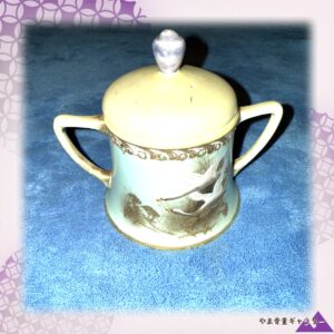 【葦原を雁が渡る】オールドノリタケ ジュエル装飾 飛雁文 蓋物 金彩