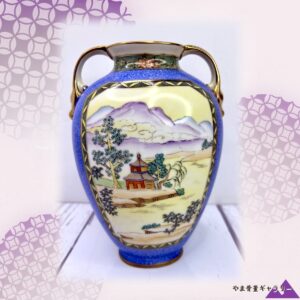 【霧の入江に浮かぶ帆】オールドノリタケ 金盛 帆船文 両耳花瓶