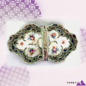 【緑の蔓が抱く二つの花窓】オールドノリタケ 盛上 ビーディング 花文 手付盆