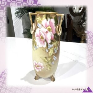 【淡き灯に薔薇ひらく】オールドノリタケ 薔薇文 両耳花瓶 金彩