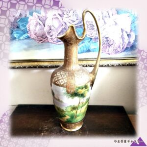 【金の首に続く田園】オールドノリタケ 盛上 風景文 水注 金彩