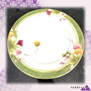 【緑の縁にみのる木苺】オールドノリタケ 金彩 木苺文 飾皿 ジュエル装飾