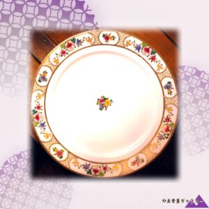 【金盛の格子に花が連なる】オールドノリタケ 金盛 花文 大皿 金彩