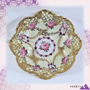 【金にむすぶ薔薇の環】オールドノリタケ 金盛 薔薇文 飾鉢 金彩