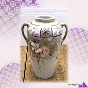 【菖蒲ゆれる水辺の宵】オールドノリタケ 菖蒲文 両耳花瓶 金彩