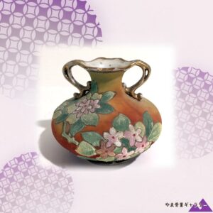 【夕焼け色に灯る花】オールドノリタケ コラレン 花文 双耳花瓶 金彩