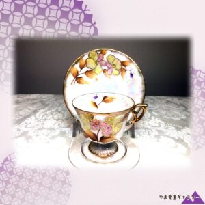 【ビーズの花が虹色に灯る】オールドノリタケ コラレン ラスター彩 花文 カップ&ソーサー 金彩