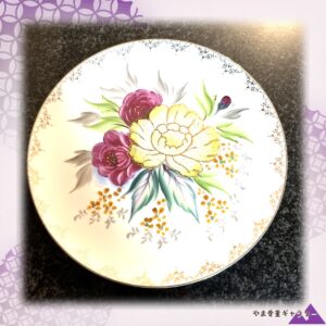 【粒子が灯す黄の薔薇】オールドノリタケ コラレン 薔薇文 飾皿 金彩