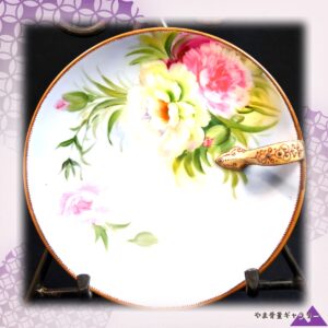 【ひと枝のカーネーション】オールドノリタケ 花文 手付飾皿 金彩