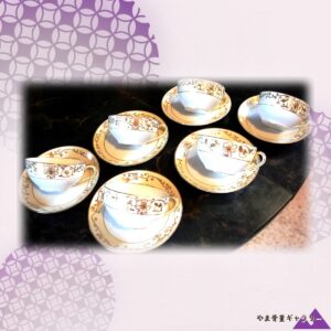 【卵殻地にひろがる金の花繰り】オールドノリタケ 金盛 花文 カップ＆ソーサー
