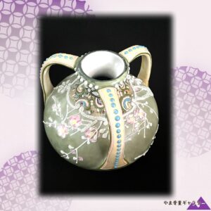 【白盛の梅枝なだれ咲く】オールドノリタケ 盛上 梅文 花瓶 アールヌーボー