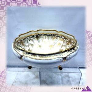 【白磁に金が織る蔓】オールドノリタケ 金盛 唐草文 飾鉢