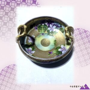 【金地に咲く菫の群れ】オールドノリタケ 金盛 菫文 飾鉢 金彩