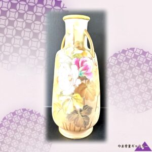 【秋葉に寄り添う薔薇】オールドノリタケ 薔薇文 双耳花瓶 金彩