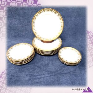 【卓を縁取る金の連環】オールドノリタケ 金彩 プレート 十七枚揃