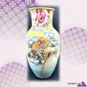 【金砂にゆれる秋草】金砂子 秋草文 花瓶 金彩