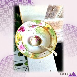 【薔薇に瑠璃珠を散らす鉢】オールドノリタケ ジュエル装飾 薔薇文 飾鉢 金彩