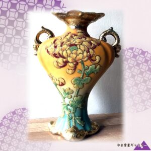 【手に添う花づくしの胴】オールドノリタケ コラレン 花文 両耳花瓶 金彩