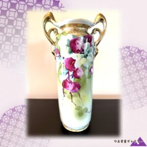 【みどりにこぼれる紅の実】オールドノリタケ 金盛 花文 両耳花瓶 金彩