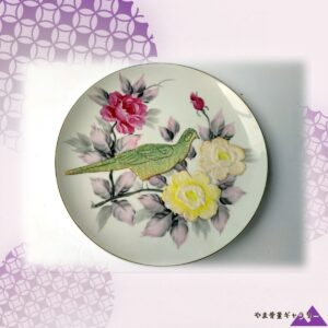【粒が描く緑の小鳥】オールドノリタケ コラレン 花鳥文 飾皿